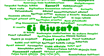 Pilvessä sanoja, jotka kuvaavat turvallista koulua.